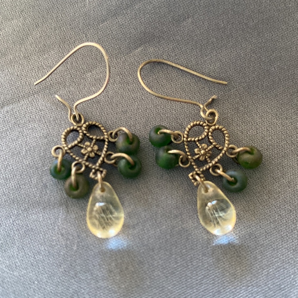 Light Dangle Clear Drop Earrings Secured Backs - image 2